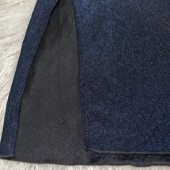 PISTOLA Vita Polo Dress Navy Shimmer Midi Short Sleeve Side Gather, Slits Sz S - Picture 15 of 15